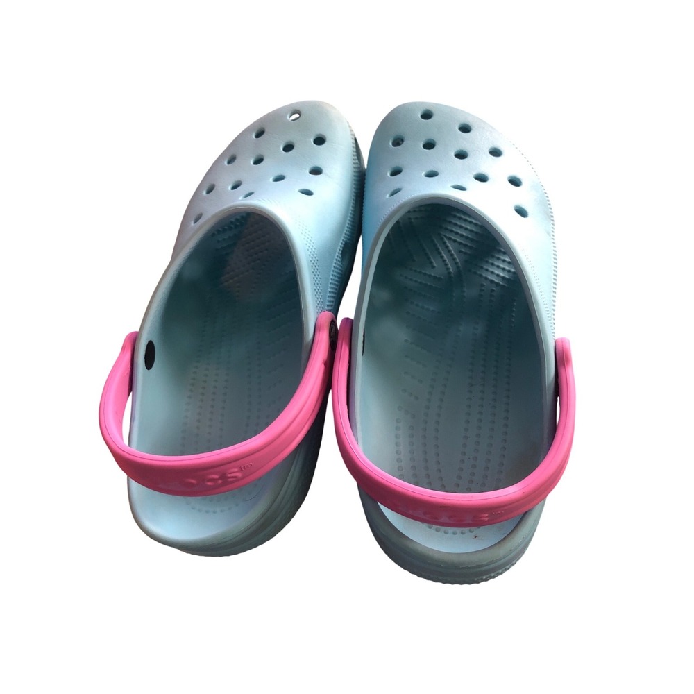 Crocs Classic Clogs Light Blue Pink Mens 10 Womens 12 Two Tone Slip On Shoes - Picture 3 of 6